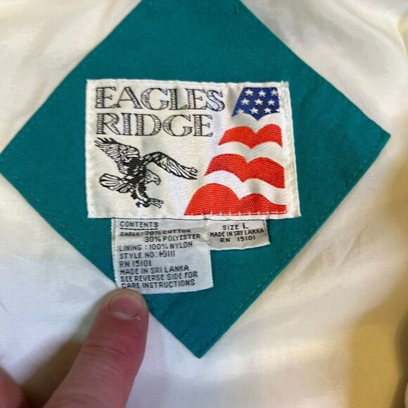 Eagles Ridge Full Zip Windbreaker Size Large Retro Geometric White Jacket - Picture 12 of 13